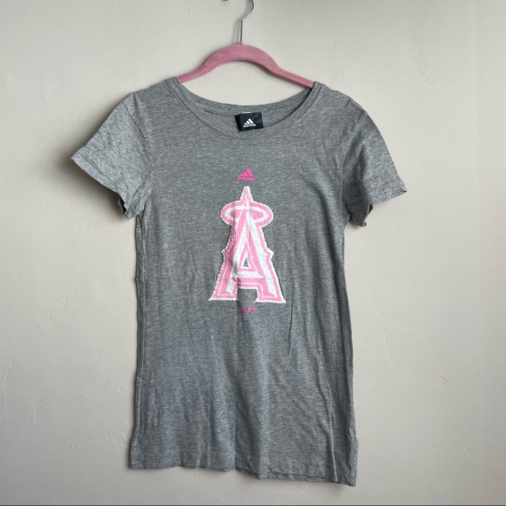 Adidas / Girl’s Gray & Pink Angels Baseball T-Shirt